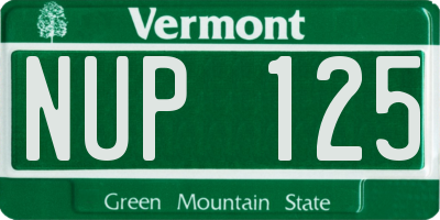 VT license plate NUP125