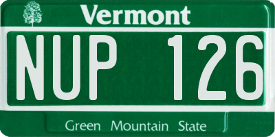 VT license plate NUP126