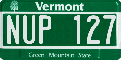 VT license plate NUP127