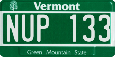 VT license plate NUP133