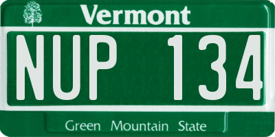 VT license plate NUP134