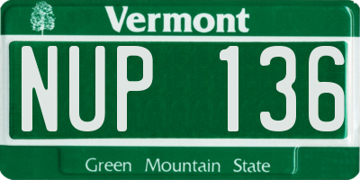 VT license plate NUP136