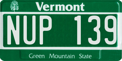 VT license plate NUP139