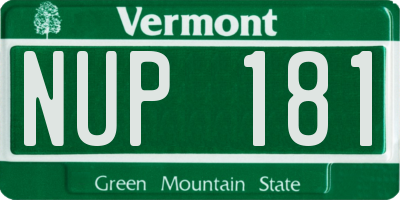 VT license plate NUP181