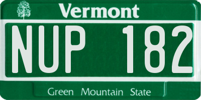 VT license plate NUP182