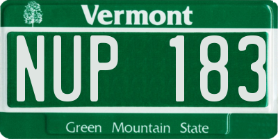 VT license plate NUP183