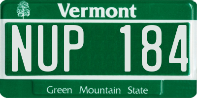 VT license plate NUP184