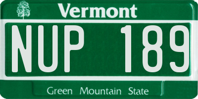 VT license plate NUP189