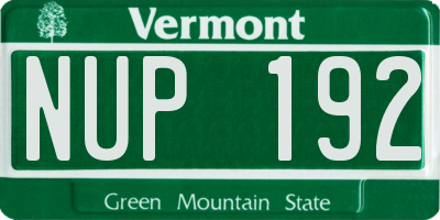 VT license plate NUP192