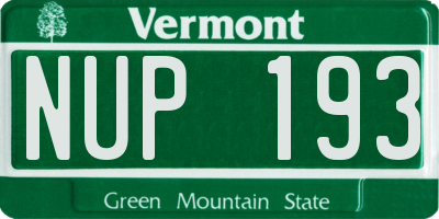 VT license plate NUP193
