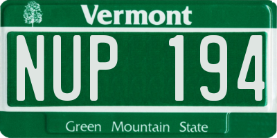 VT license plate NUP194