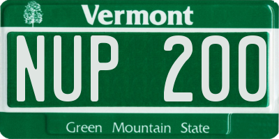 VT license plate NUP200