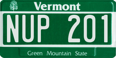 VT license plate NUP201