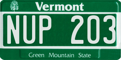 VT license plate NUP203