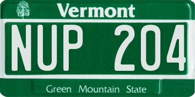 VT license plate NUP204