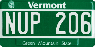 VT license plate NUP206