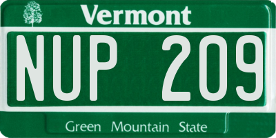 VT license plate NUP209