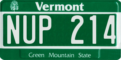 VT license plate NUP214