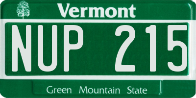 VT license plate NUP215