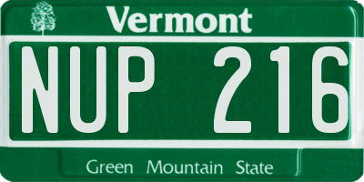 VT license plate NUP216