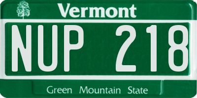 VT license plate NUP218