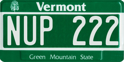 VT license plate NUP222