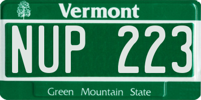 VT license plate NUP223