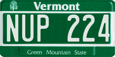 VT license plate NUP224