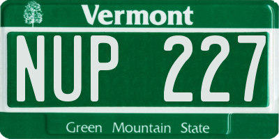 VT license plate NUP227