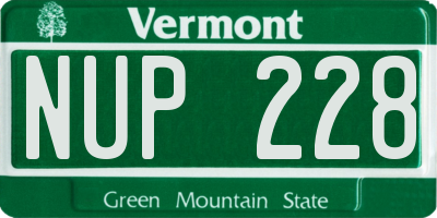 VT license plate NUP228