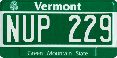 VT license plate NUP229
