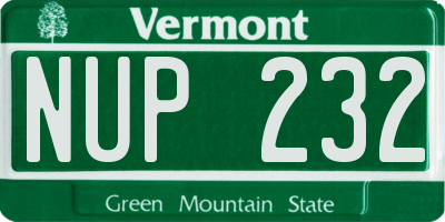VT license plate NUP232