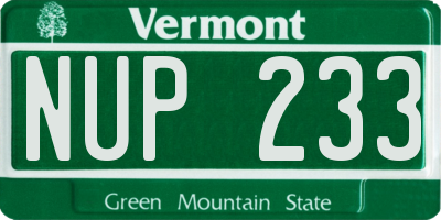 VT license plate NUP233