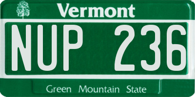 VT license plate NUP236