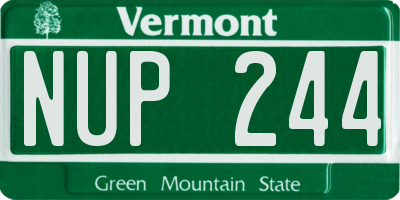 VT license plate NUP244