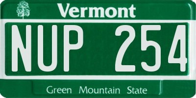 VT license plate NUP254