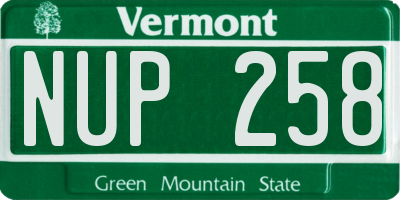 VT license plate NUP258