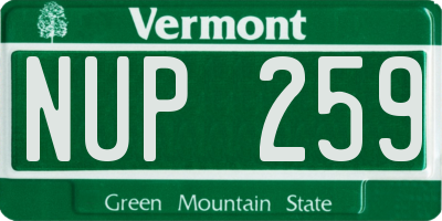 VT license plate NUP259