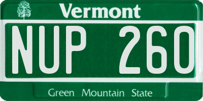 VT license plate NUP260