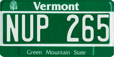 VT license plate NUP265