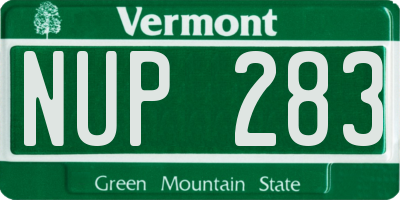 VT license plate NUP283