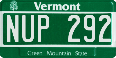 VT license plate NUP292
