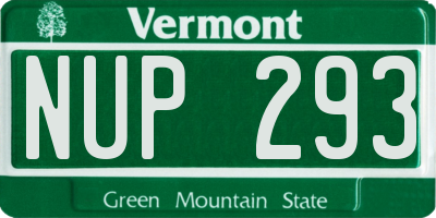 VT license plate NUP293