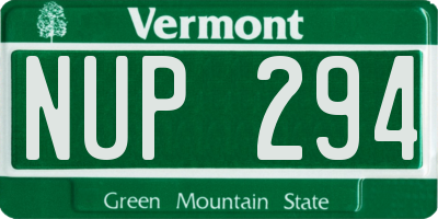 VT license plate NUP294