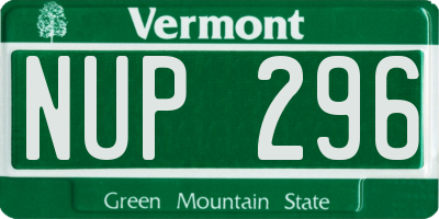VT license plate NUP296