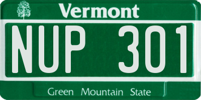 VT license plate NUP301