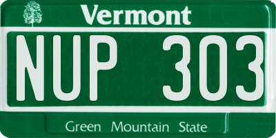 VT license plate NUP303