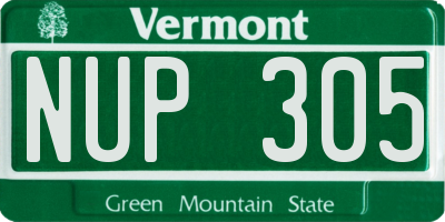 VT license plate NUP305