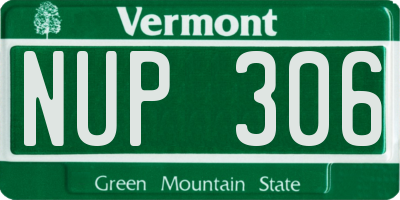 VT license plate NUP306