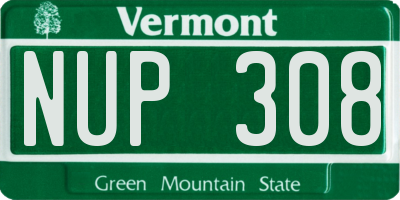 VT license plate NUP308